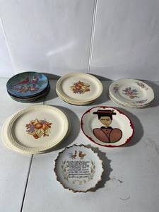 lot 193 image: Collection of Decorative Ceramic Plates - Unique Art Designs