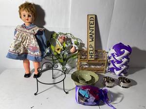 lot 220 image: Vintage Doll, Decor Items, Sign, Bowls
