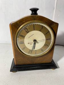 lot 225 image: Vintage Chronometer Electric Table Clock - Wood & Metal Design