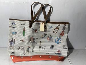 lot 233 image: Stylish Nautical Themed Large Canvas Tote Bag