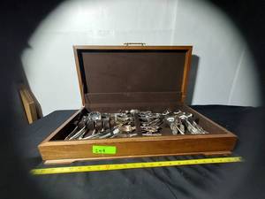 lot 249 image: Vintage Silver Flatware Set with Case