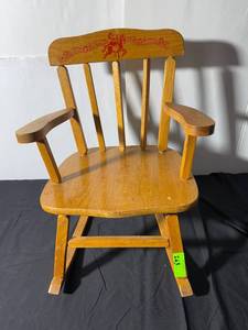 lot 263 image: Vintage Wooden Kids Rocking Chair with Musical Design
