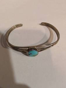 lot 307 image: Sterling Silver Turquoise Cuff Bracelet Southwest Style