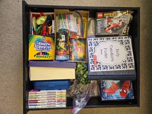 lot 65 image: Collection of Childrens Books, Toys, and School Supplies