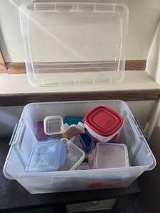 lot 208 image: Collection of Assorted Plastic Food Storage Containers with Lids