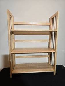 lot 303 image: 3-Tier Wooden Folding Bookshelf