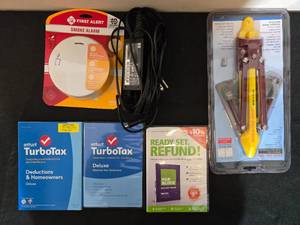 lot 311 image: Assorted Home Tools and Tax Software Bundle - untested