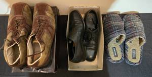 lot 318 image: Collection of Mens Footwear Trio - Woolrich Slippers, Leather Dress Shoes, Casual Sneakers SZ 1111.5