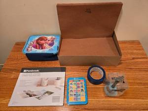 lot 380 image: Mixed Office and Learning Supplies Bundle- Inc VTech Ready Story Toy - untested