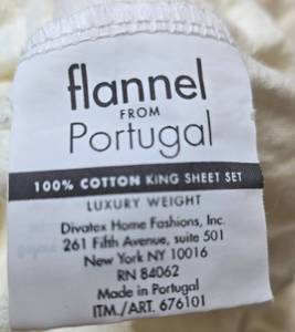 lot 399 image: King Size 100% Cotton Flannel Sheet & Pillow Cases, Eddie Bauer Travel Accessories & Rolled Coverlet