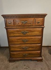 lot 103 image: Vintage Wooden Chest of Drawers with Brass Handles