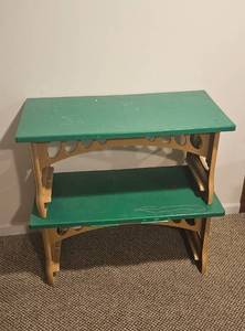 lot 117 image: Pair of Wooden Tables with Green and Gold Finish