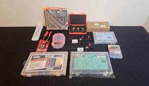 lot 130 image: Assorted Workshop Tool Set with Router Bits and Terminal Assortments