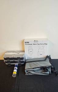 lot 143 image: BORA Centipede Work Top Carry Bag with Anvil Tool Organizers and Fastener Rod