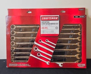 lot 12 image: Craftsman 20-Piece Ratcheting Combination Wrench Set NIB