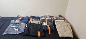 lot 389 image: Collection of Mens Pants and Apparel in Various Styles and Sizes w Orig Tags