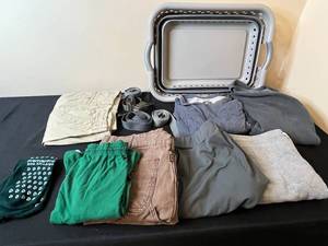 lot 239 image: Collection of Mens Clothing and Accessories & Folding Laundry Basket