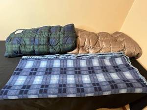 lot 330 image: Set of 3 Quilted Blankets with Goose Down and Fleece Material
