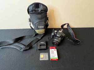 lot 335 image: Canon EOS Rebel T5 DSLR Camera Kit with Accessories