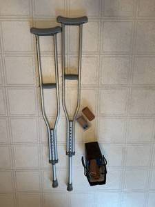 lot 337 image: Pair of Adjustable Aluminum Crutches with Accessories