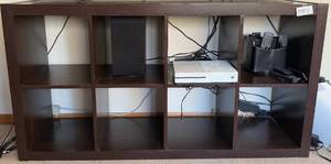 lot 367 image: Large Dark Wood Entertainment Unit with Open Shelving