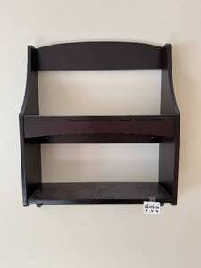lot 153 image: Wall-Mounted Dark Wood Shelf with Two Compartments
