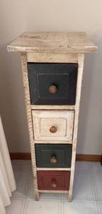 lot 162 image: Rustic Multi-Colored Wood Drawer Cabinet