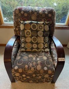 lot 167 image: Wide Patterned Armchair with Matching Cushion