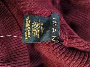 IMAN Global Chic Long Sleeve Open Front Knit Maroon Cardigan (Size XL, New with Tag)