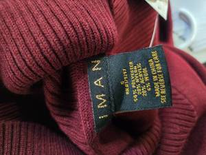 IMAN Global Chic Long Sleeve Open Front Knit Maroon Cardigan (Size S, New with Tag)