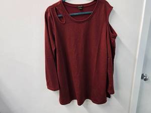 IMAN Womens Blouse Red Long Sleeve 1X, New