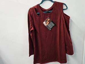 IMAN Womens Blouse Red Long Sleeve L, New