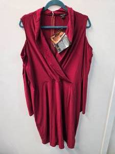 IMAN Global Chi short dress. Maroon, Size 2X