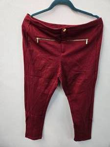 IMAN Ponte leggings with Dual front Side Zippers Color Maroon. Size 14 New