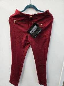 IMAN Ponte leggings with Dual front Side Zippers Color Maroon. Size 6
