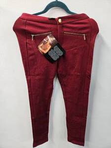 IMAN Ponte leggings with Dual front Side Zippers Color Maroon. Size 2