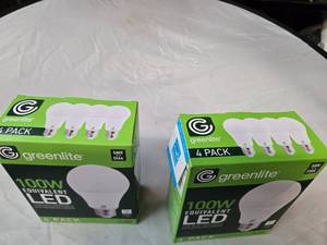 Lot of 8 LED Light Bulbs in 2 Boxes of Greenlite 14W (100W Equivalent) Non-Dimmable LED Light Bulbs (8 Packs Total, 4 Bulbs Per Box)