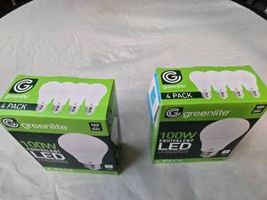 Lot of 8 LED Light Bulbs in 2 Boxes of Greenlite 14W (100W Equivalent) Non-Dimmable LED Light Bulbs (8 Packs Total, 4 Bulbs Per Box)