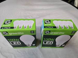 Lot of 8 LED Light Bulbs in 2 Boxes of Greenlite 14W (100W Equivalent) Non-Dimmable LED Light Bulbs (8 Packs Total, 4 Bulbs Per Box)