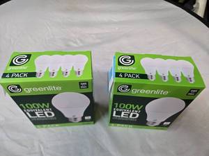 Lot of 8 LED Light Bulbs in 2 Boxes of Greenlite 14W (100W Equivalent) Non-Dimmable LED Light Bulbs (8 Packs Total, 4 Bulbs Per Box)