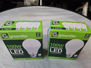 Lot of 8 LED Light Bulbs in 2 Boxes of Greenlite 14W (100W Equivalent) Non-Dimmable LED Light Bulbs (8 Packs Total, 4 Bulbs Per Box)