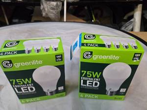 Lot of 8 LED Light Bulbs in 2 Boxes of Greenlite 11W (75W Equivalent) Non-Dimmable LED Light Bulbs