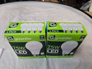 Lot of 8 LED Light Bulbs in 2 Boxes of Greenlite 11W (75W Equivalent) Non-Dimmable LED Light Bulbs