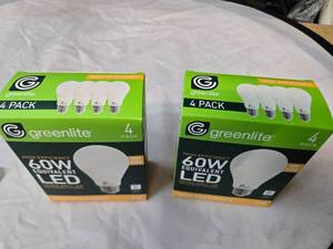 Lot of 8 Greenlite High Efficiency 6W (60W Equivalent) 90% Energy Savings LED Light Bulbs