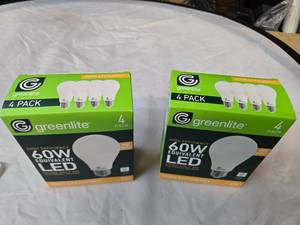 Lot of 8 Greenlite High Efficiency 6W (60W Equivalent) 90% Energy Savings LED Light Bulbs