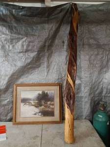 lot 13 image: Framed Wildlife Picture and Large piece of Diamond willow