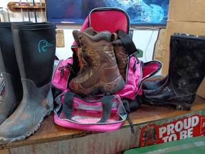 lot 74 image: Boots and Backpack