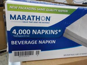 lot 1 image: Marathon 4000 ct Beverage Napkins...