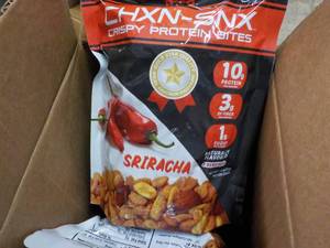lot 166 image: 7 ct 7.4 oz bags CHXN-SNX Sriracha ...
