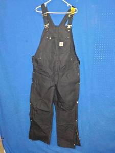 lot 76 image: Carhartt Mens Loose-Fit Duck Bib Overalls - Size Large - Black